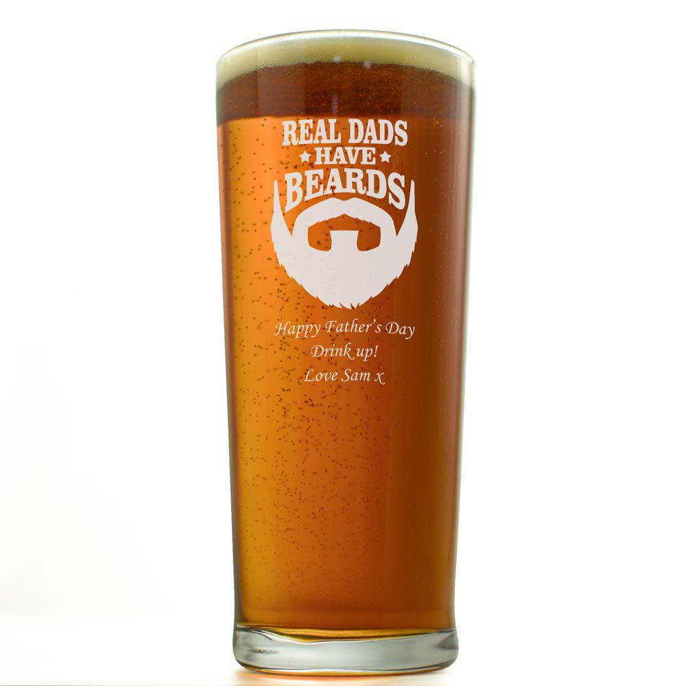 Personalised Pint Glass - Real Dads Have Beards - Click Image to Close
