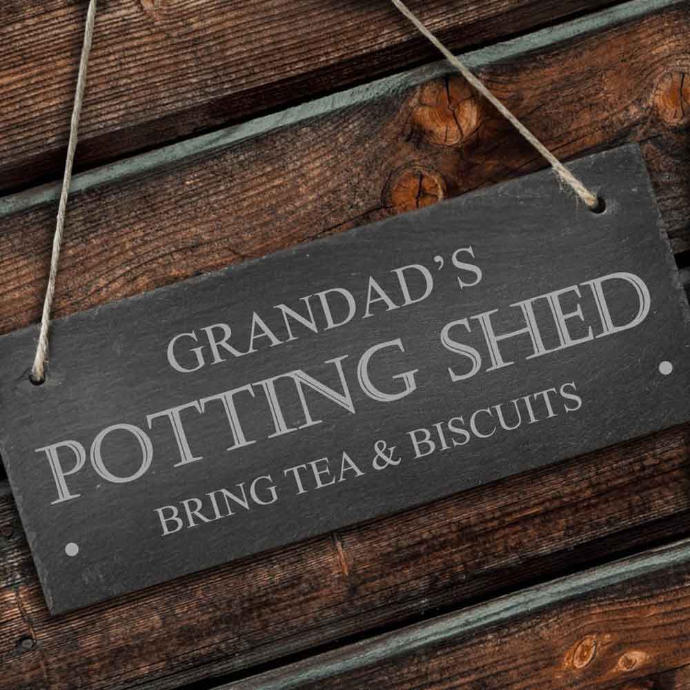 Personalised Potting Shed Hanging Slate Sign - Click Image to Close