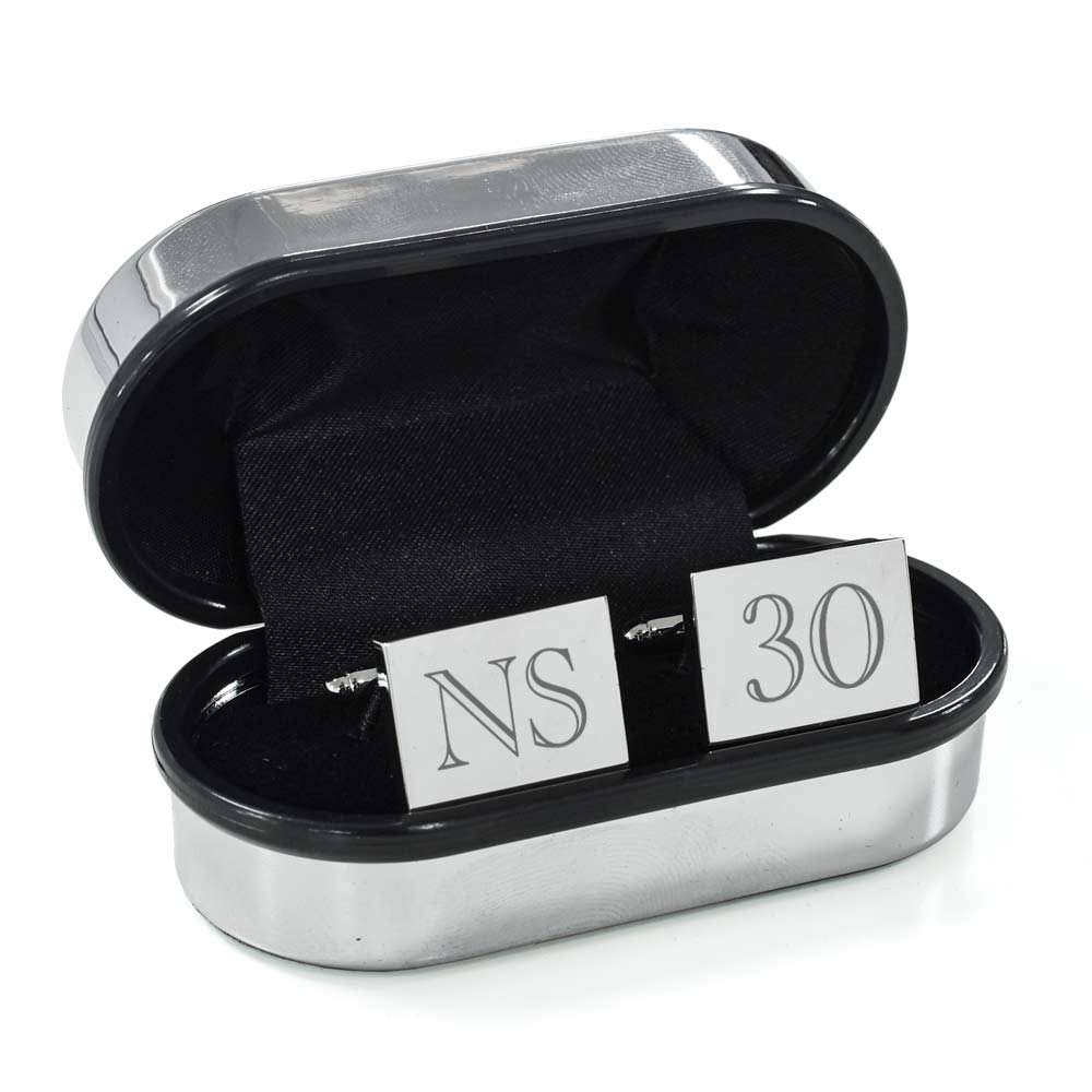 Personalised Silver Cufflinks Any Age and Initials - Click Image to Close
