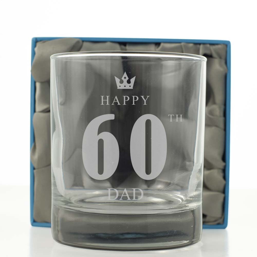 Personalised Whisky Glass - 60th Birthday Crown - Click Image to Close