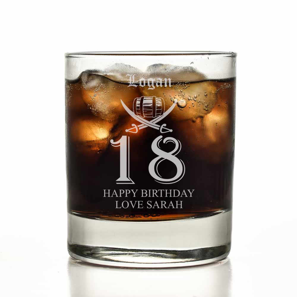 Personalised 18th Birthday Rum Glass Tumbler - Click Image to Close