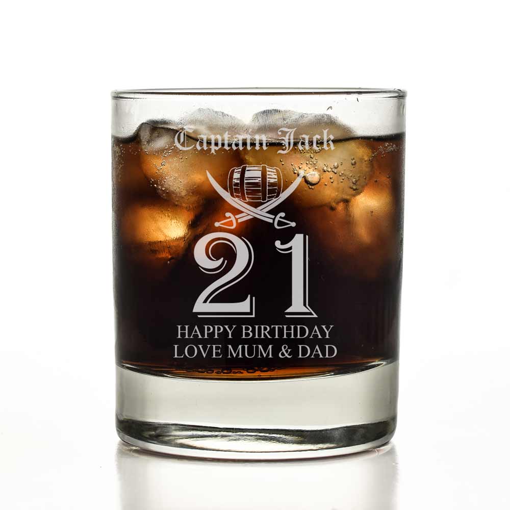 Personalised 21st Birthday Rum Glass Tumbler - Click Image to Close