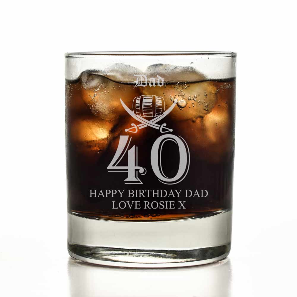 Personalised 40th Birthday Rum Glass Tumbler - Click Image to Close