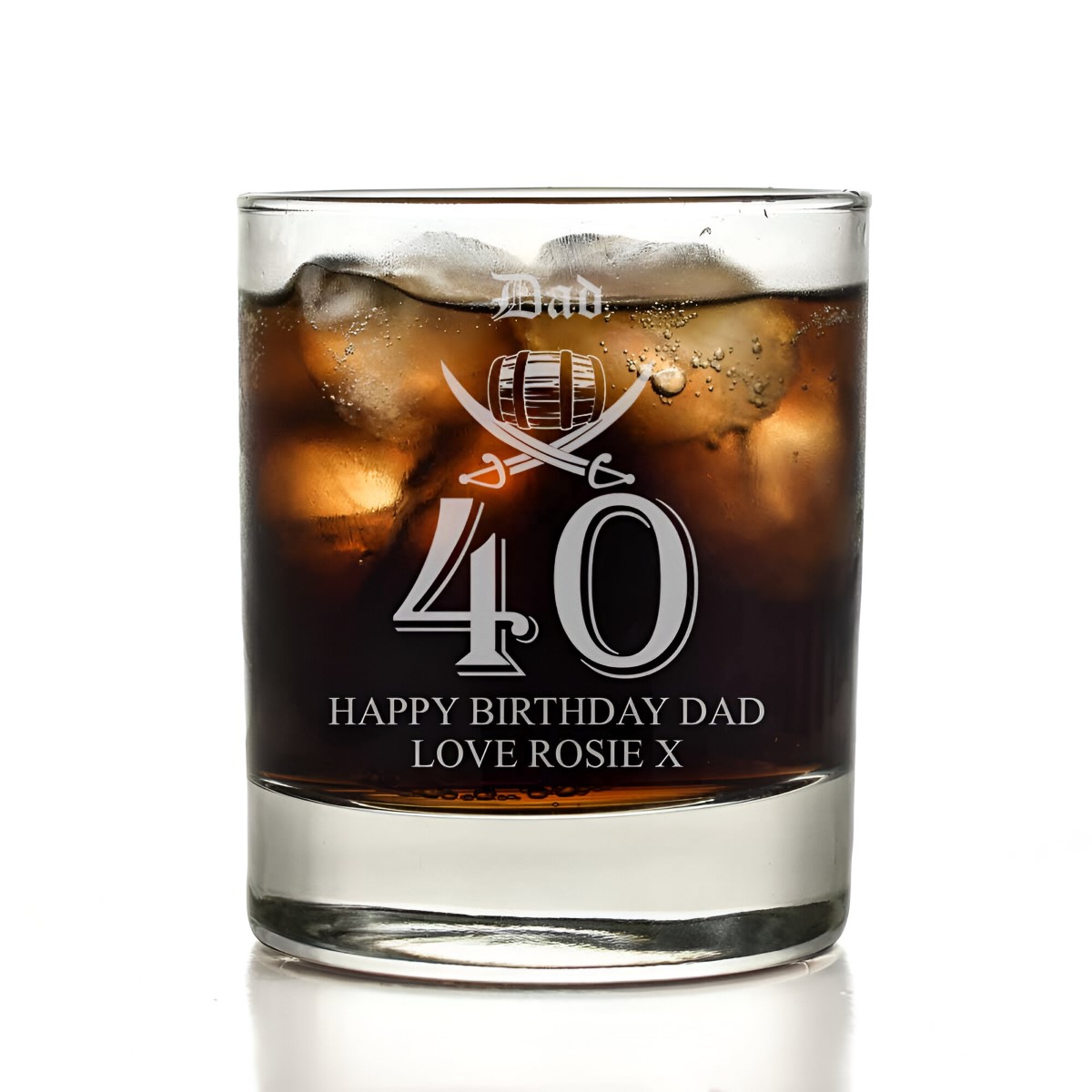 Personalised 40th Birthday Rum Glass Tumbler - Click Image to Close