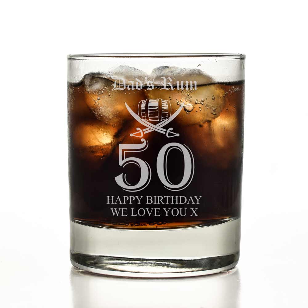 Personalised 50th Birthday Rum Glass Tumbler - Click Image to Close