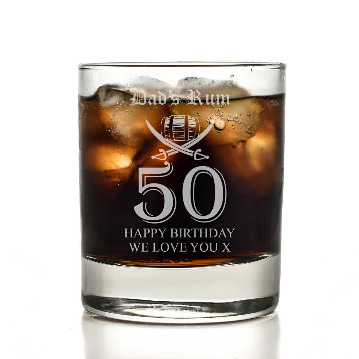 Personalised 50th Birthday Rum Glass Tumbler - Click Image to Close