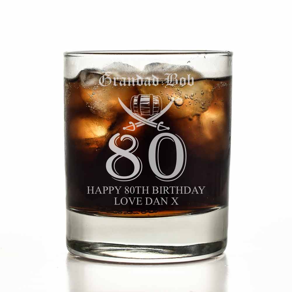 Personalised 80th Birthday Rum Glass Tumbler - Click Image to Close