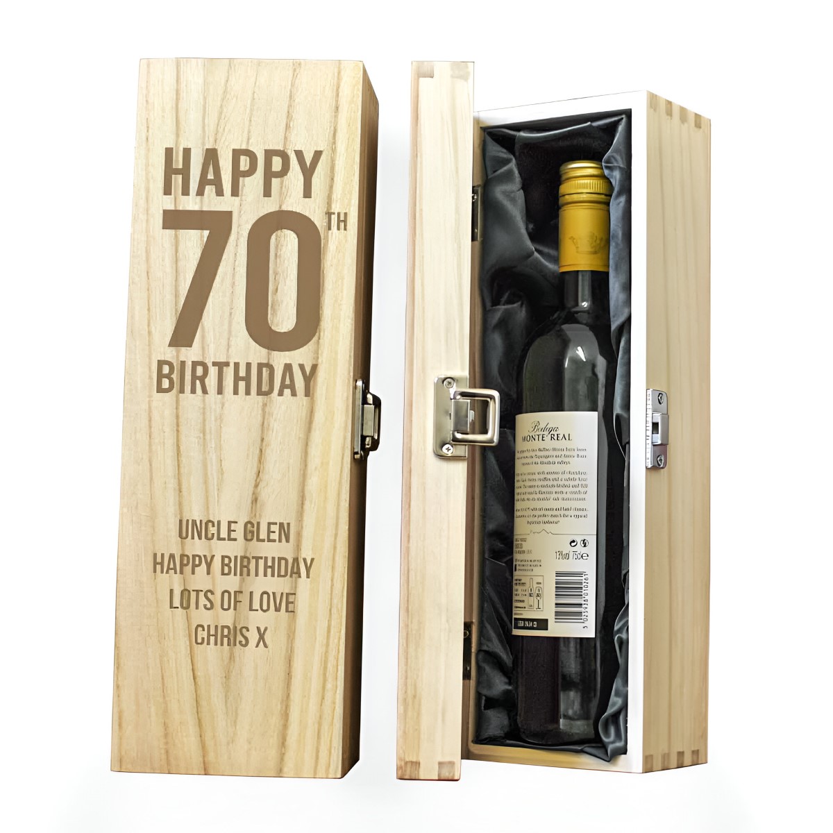 Happy 70th Birthday Personalised Wine Box - Click Image to Close