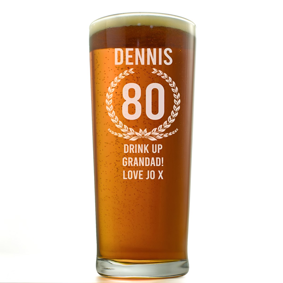 Personalised Pint Glass - 80th Birthday - Click Image to Close