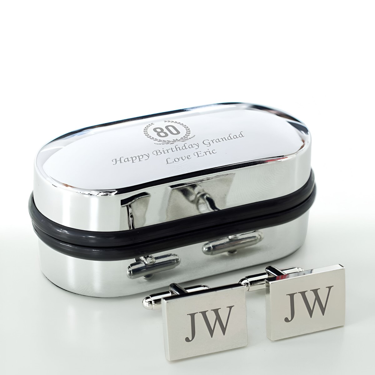 Personalised Cufflinks and Box - 80th Birthday - Click Image to Close