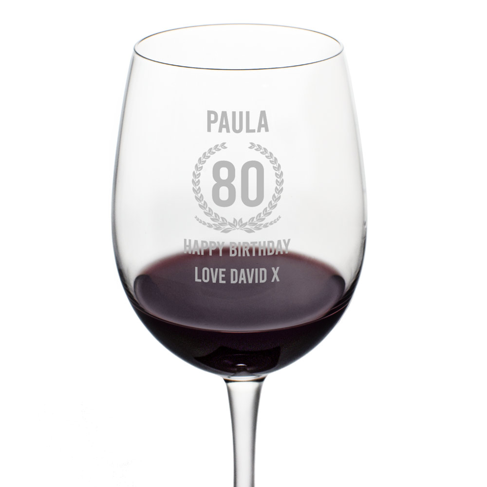 Personalised Wine Glass - 80th Birthday - Click Image to Close