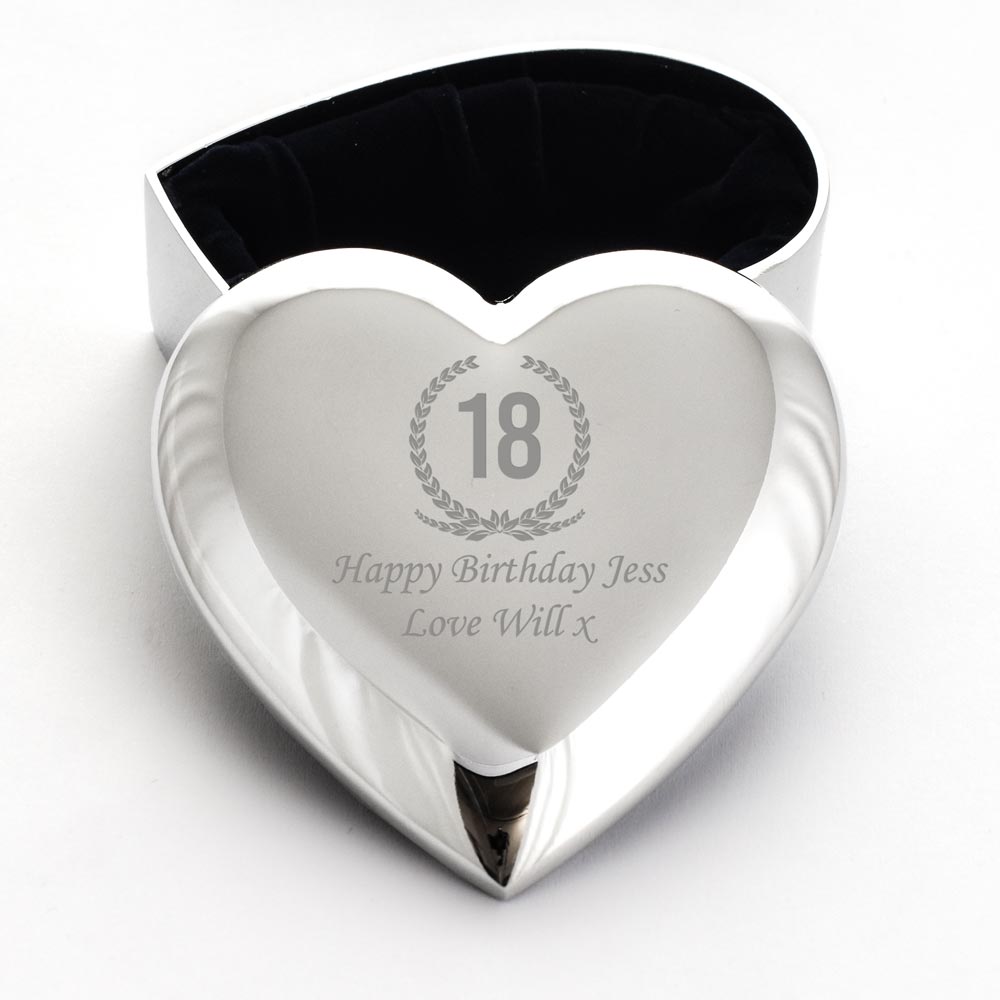 Personalised Silver Heart Trinket - 18th Birthday - Click Image to Close