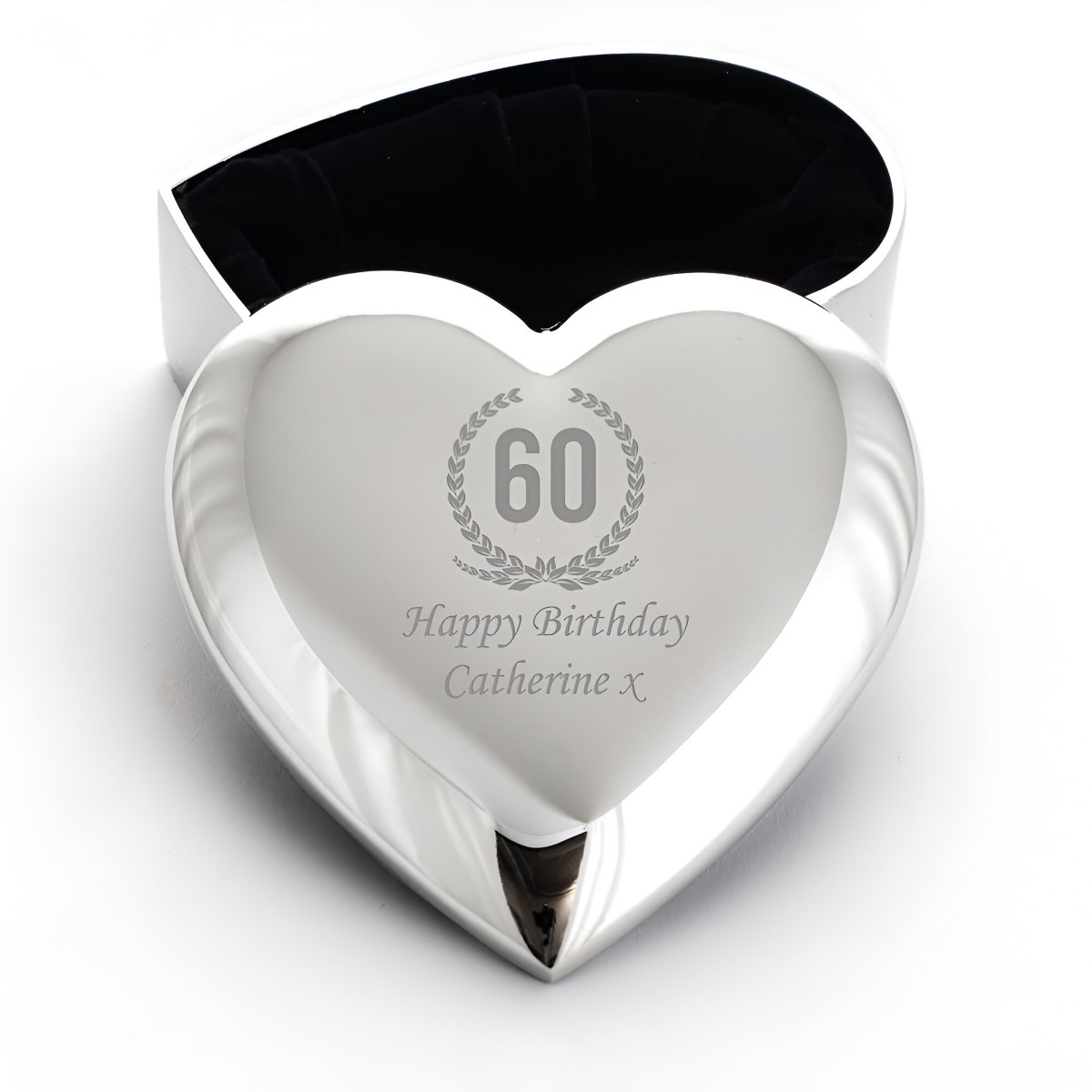 Personalised Silver Heart Trinket - 60th Birthday - Click Image to Close