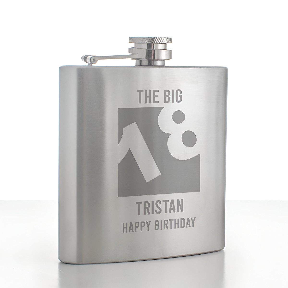 Personalised Big 18 Hip Flask - Click Image to Close