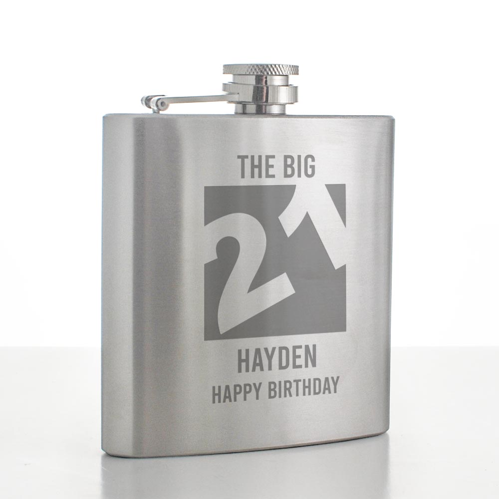 Personalised Big 21 Hip Flask - Click Image to Close