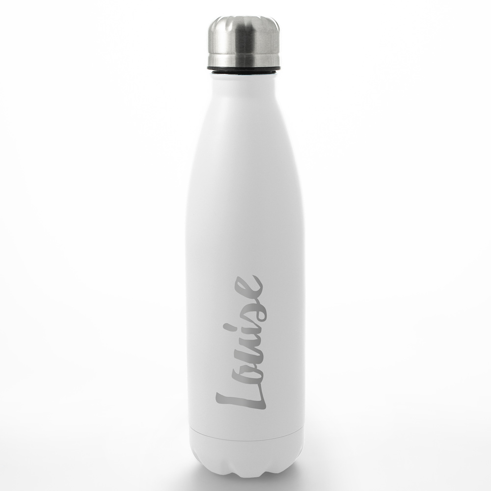 Personalised Engraved Water Bottle 500ml - White Any Name - Click Image to Close