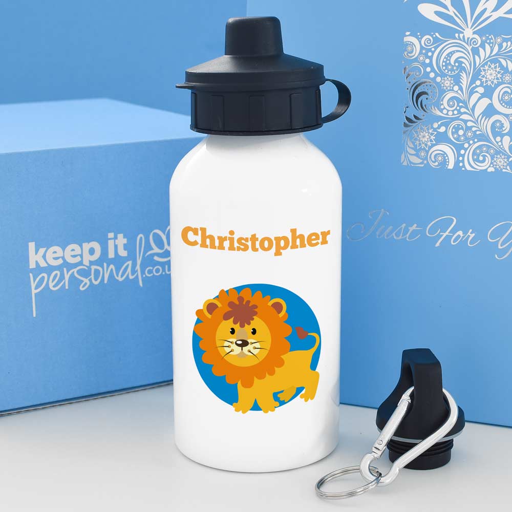 Personalised Lion Water Bottle 400ml Any Name - Click Image to Close