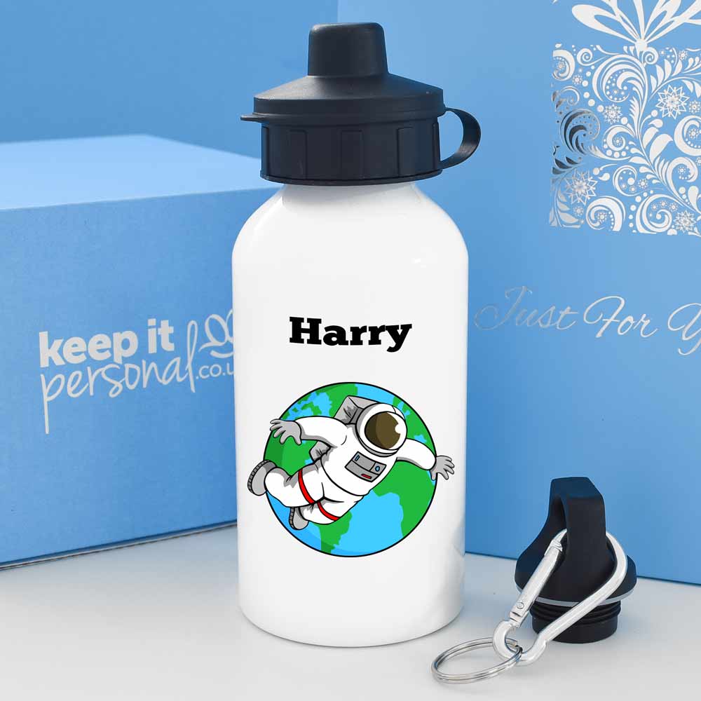 Personalised Spaceman Water Bottle 400ml Any Name - Click Image to Close