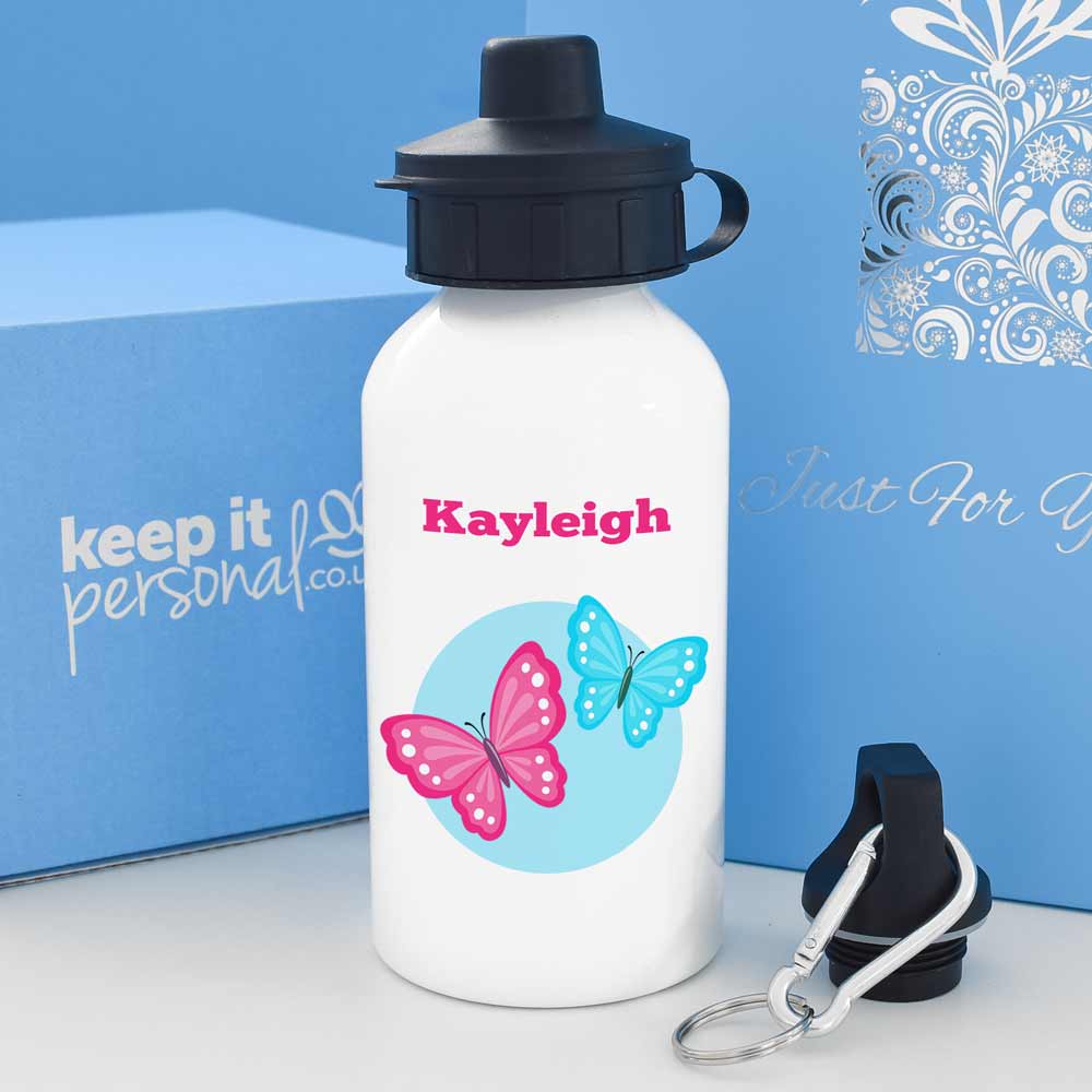 Personalised Butterfly Water Bottle 400ml Any Name - Click Image to Close