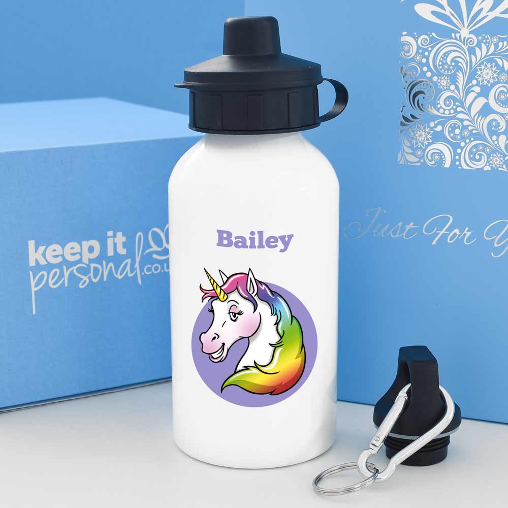Personalised Unicorn Water Bottle 400ml Any Name - Click Image to Close