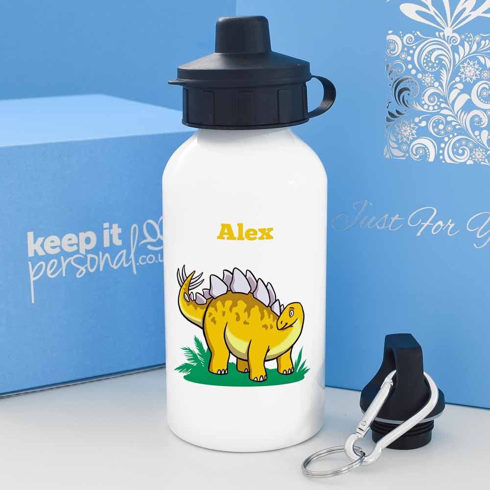 Personalised Stegosaurus Water Bottle 400ml Any Name - Click Image to Close