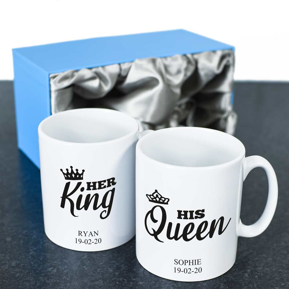 Personalised Her King His Queen Mug Set - Click Image to Close