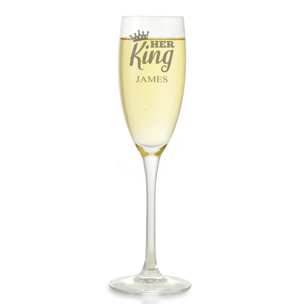 Personalised Champagne Flute - Her King - Click Image to Close