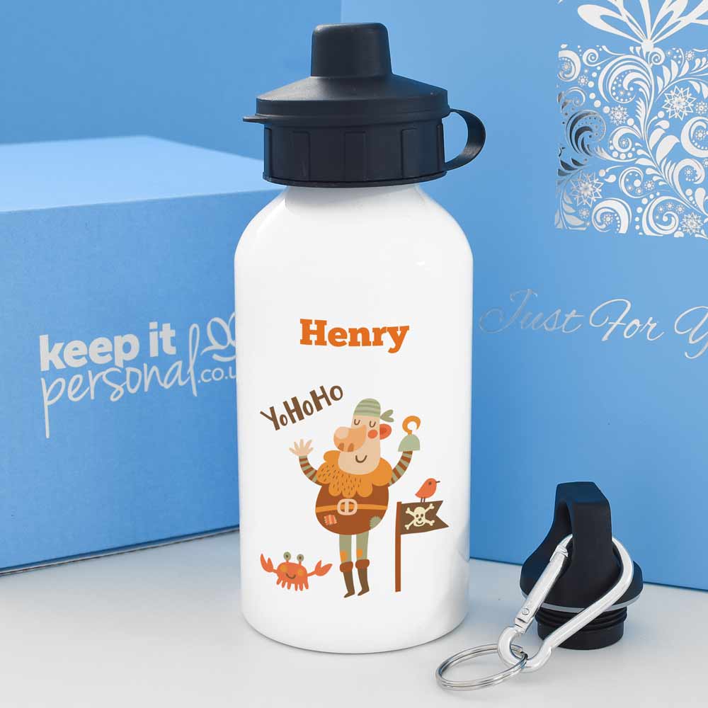 Personalised Hook Pirate Water Bottle 400ml Any Name - Click Image to Close