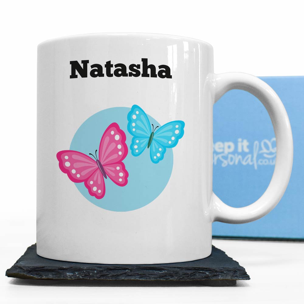 Personalised Butterflies Mug - Any Name - Click Image to Close