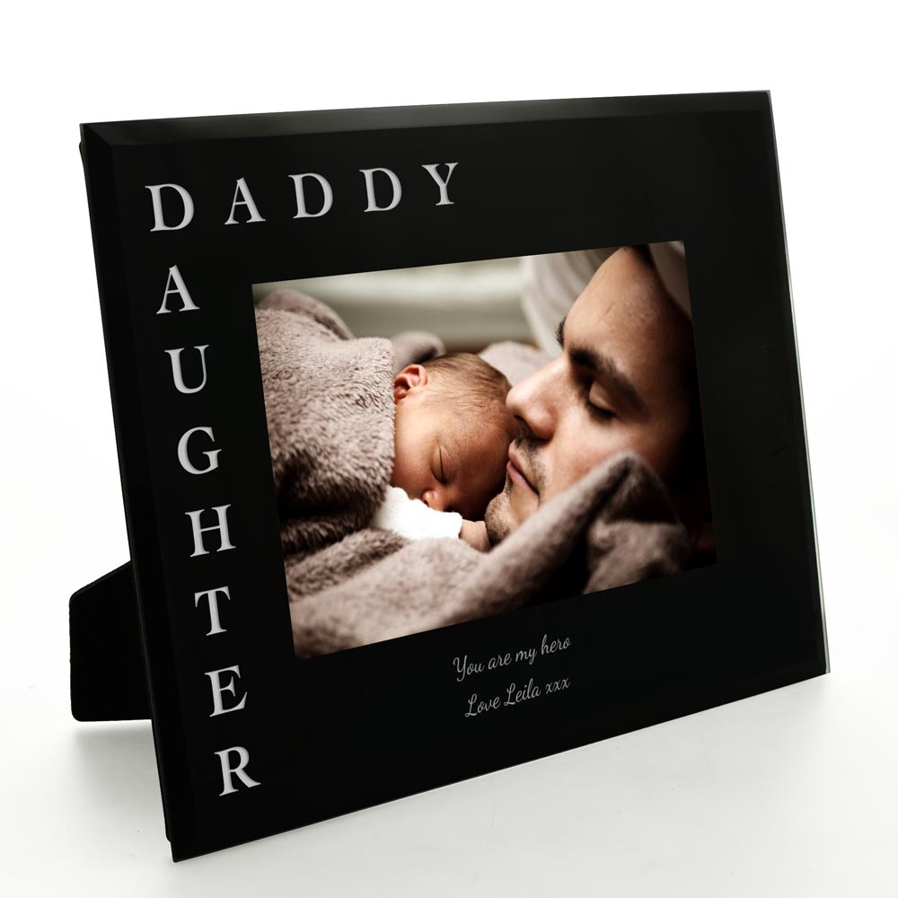 Personalised Black Glass Frame - Daddy & Daughter - Click Image to Close