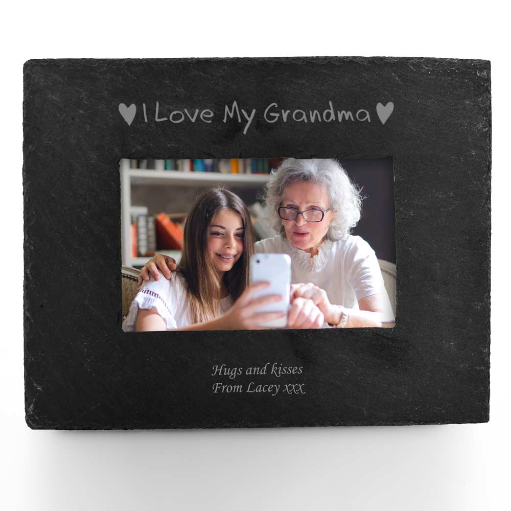 Personalised Slate Frame - I Love My Grandma - Click Image to Close