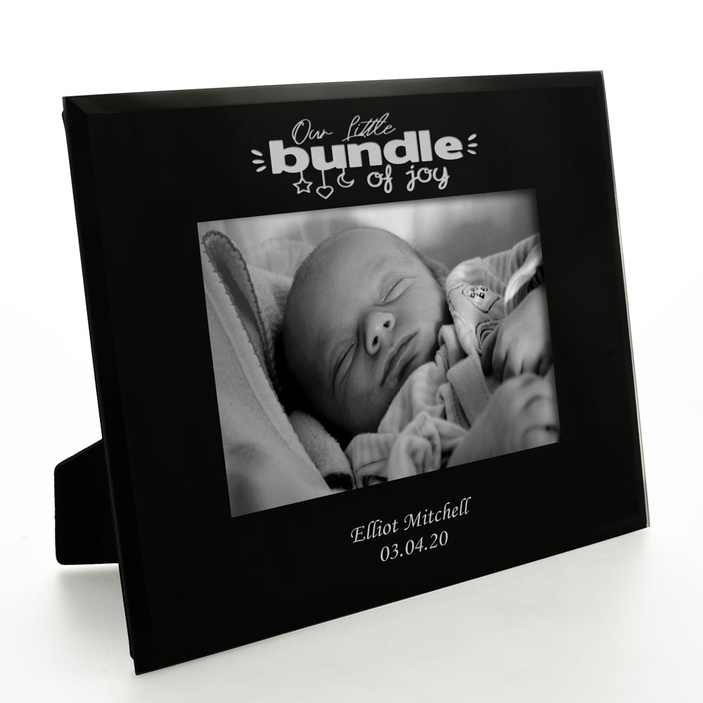 Personalised Black Glass Frame - Bundle Of Joy - Click Image to Close