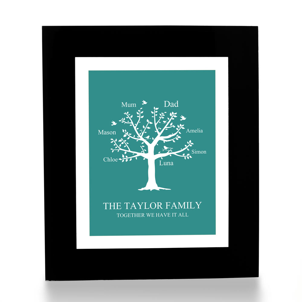 Personalised Family Tree Print - Green - Click Image to Close