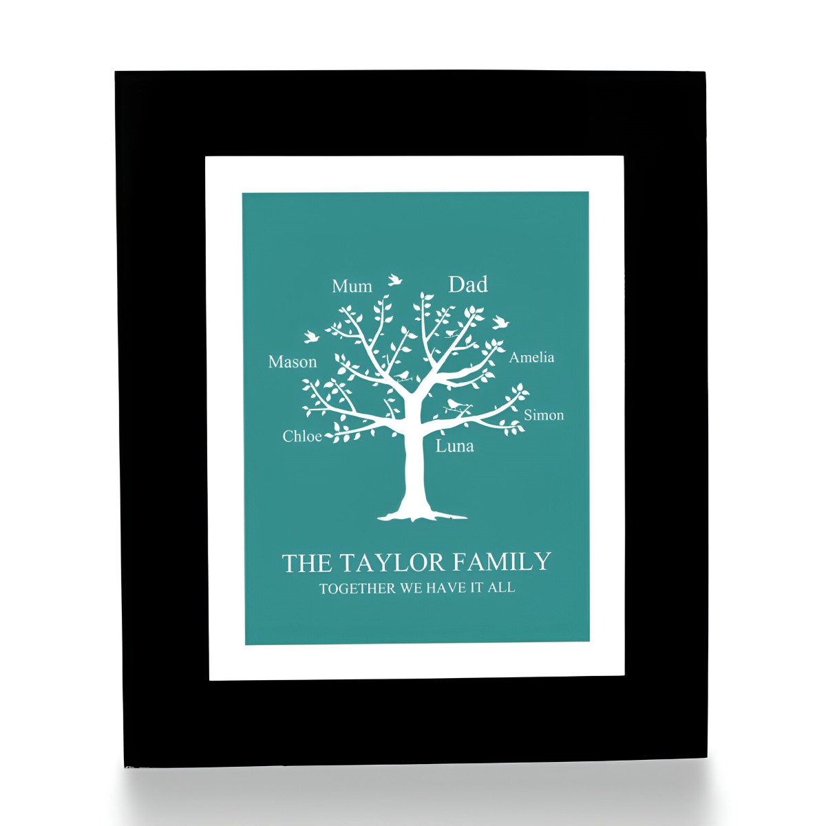 Personalised Family Tree Print - Green - Click Image to Close