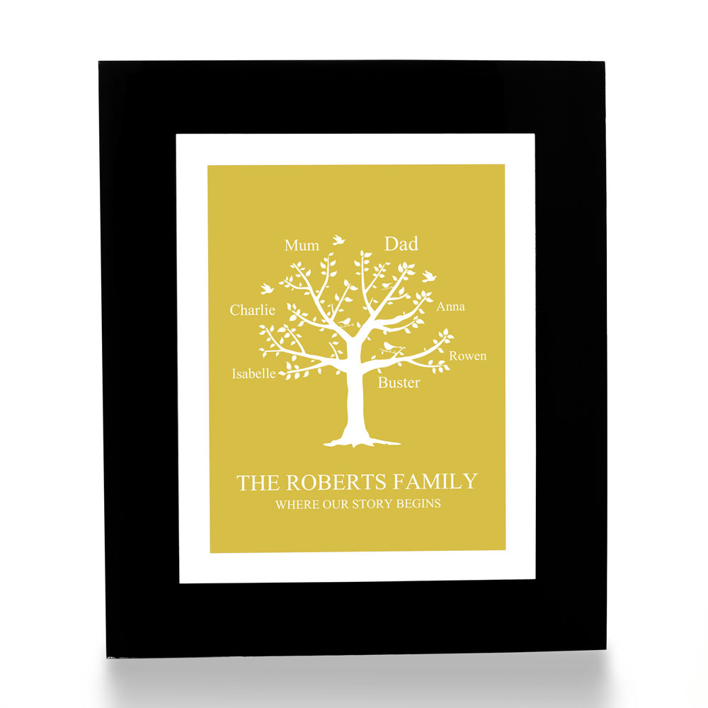 Personalised Family Tree Print - Yellow - Click Image to Close