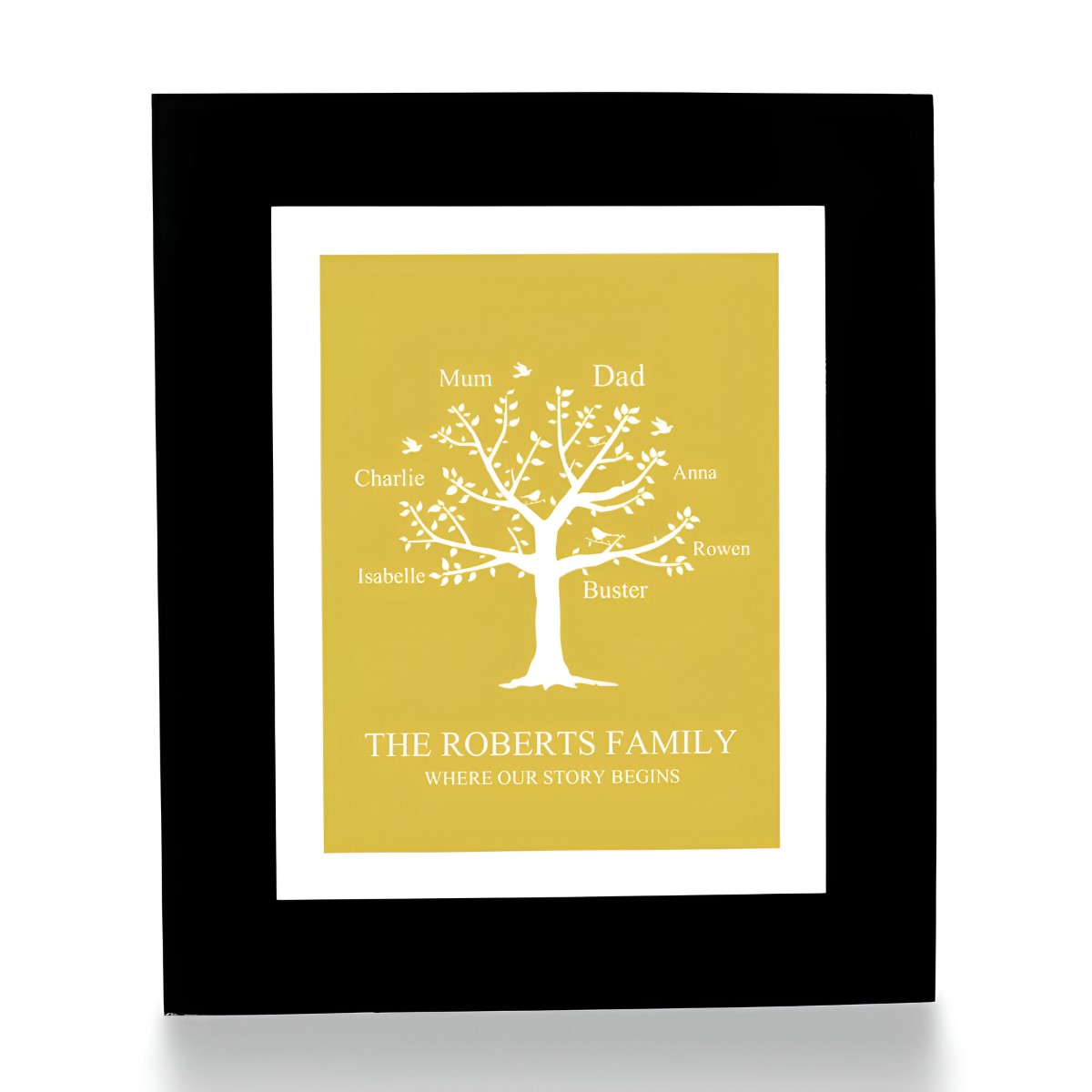 Personalised Family Tree Print - Yellow - Click Image to Close