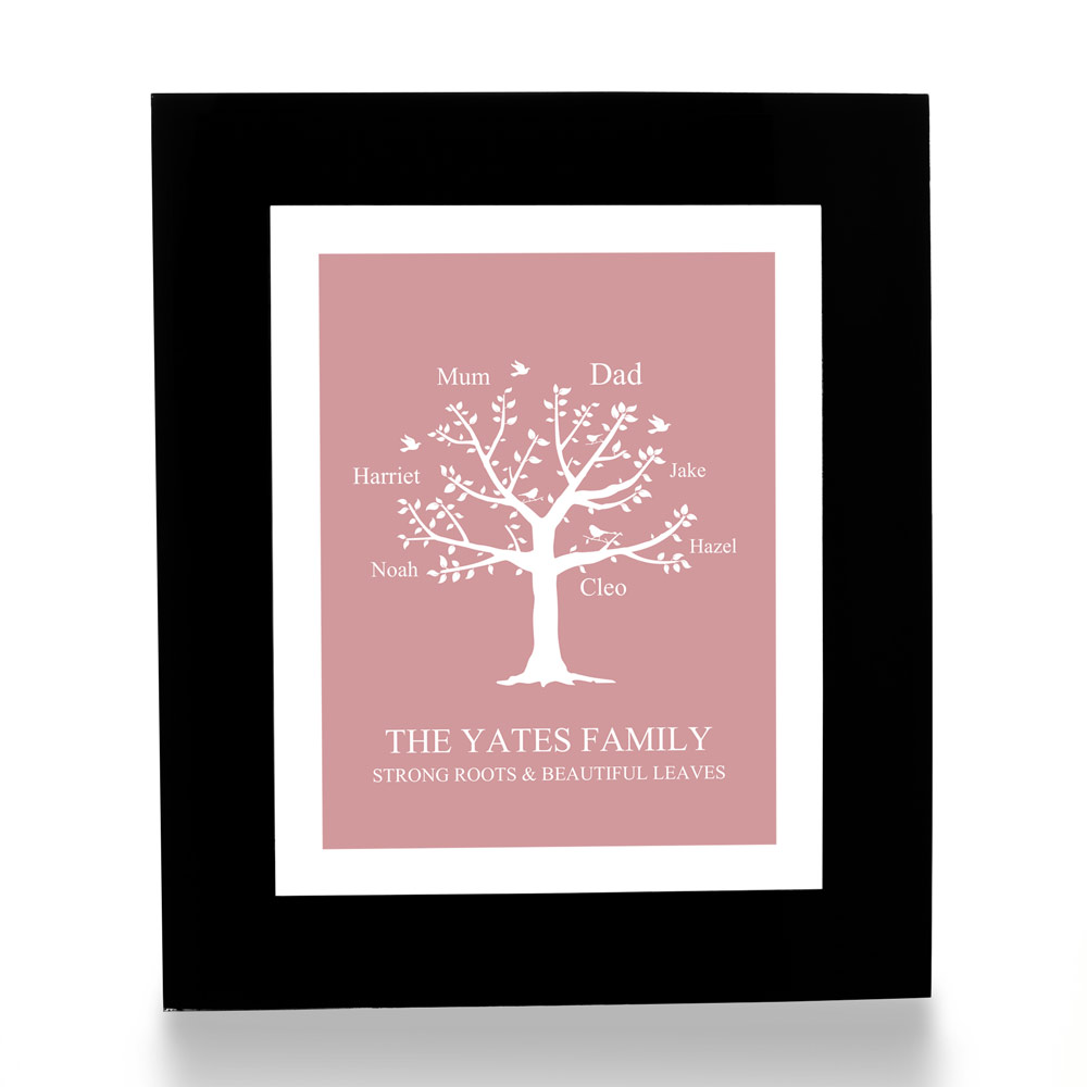 Personalised Family Tree Print - Rose - Click Image to Close