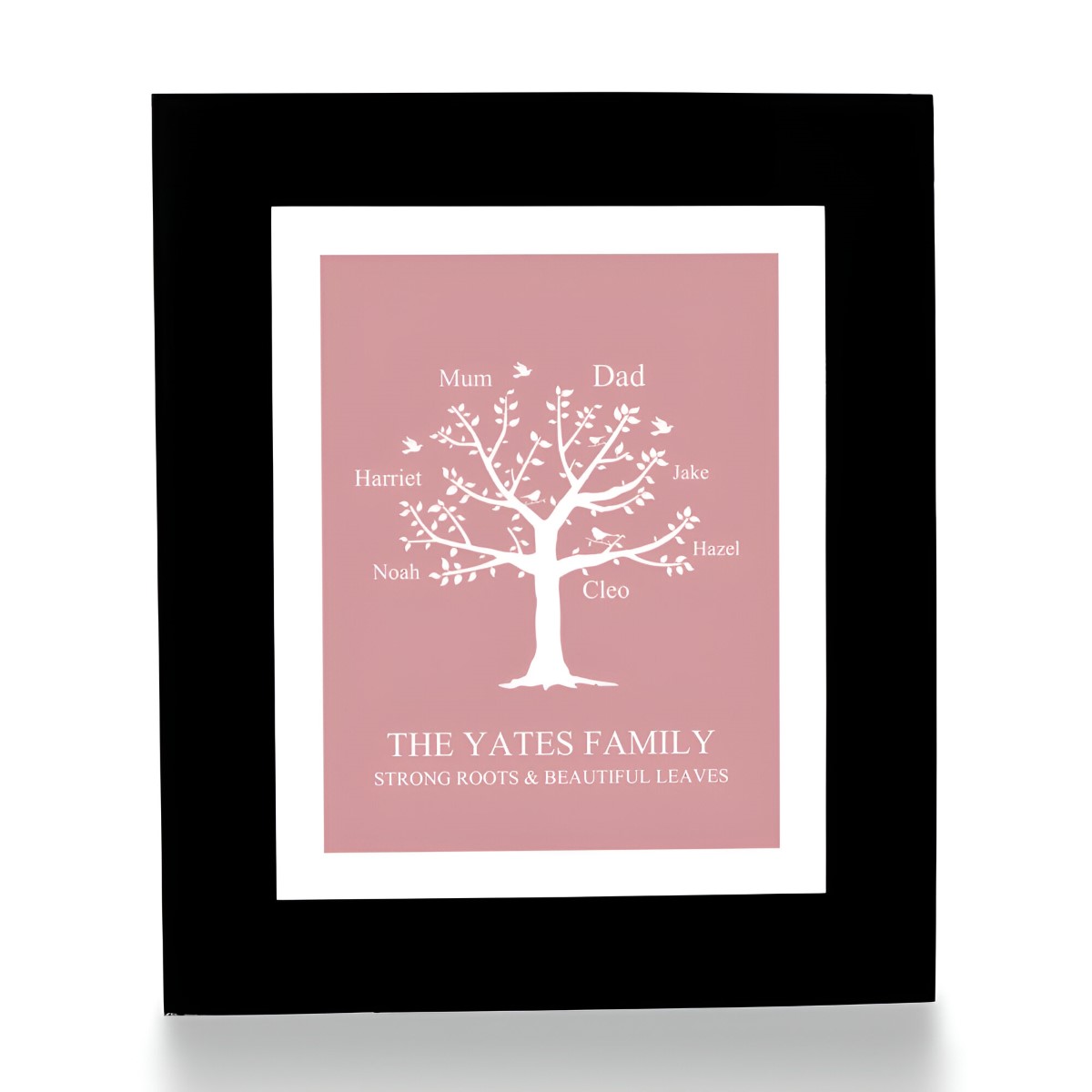 Personalised Family Tree Print - Rose - Click Image to Close