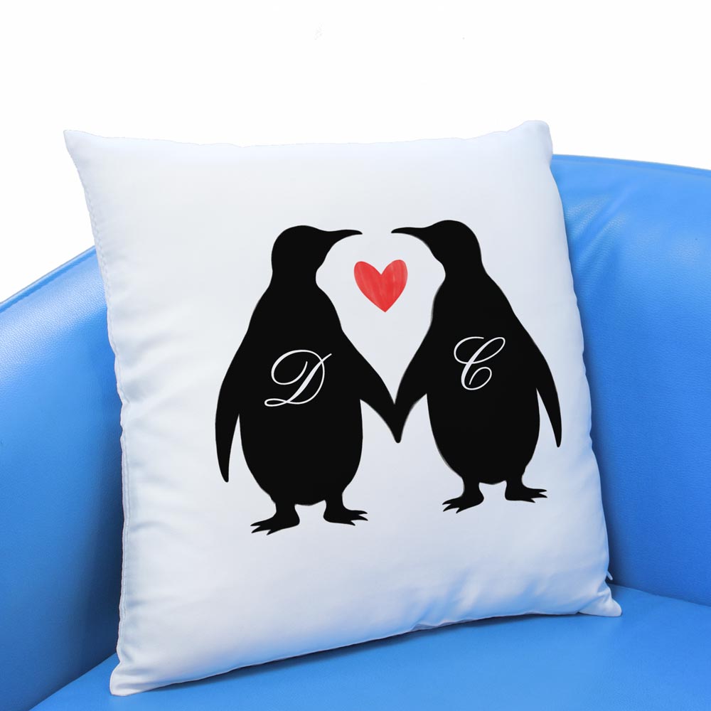 Personalised Cushion - Penguin Initials - Click Image to Close