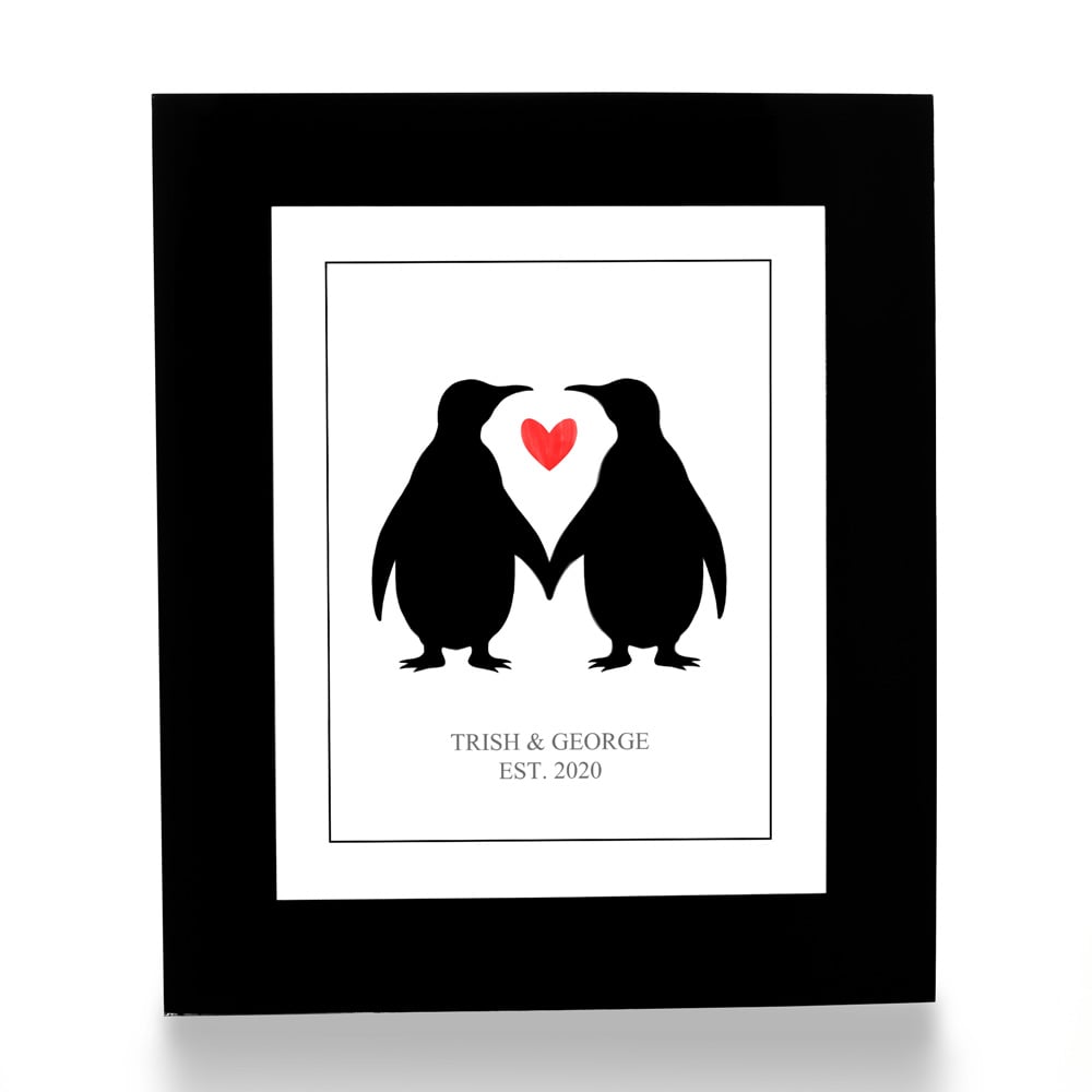 Personalised Print - Penguin Love Heart - Click Image to Close