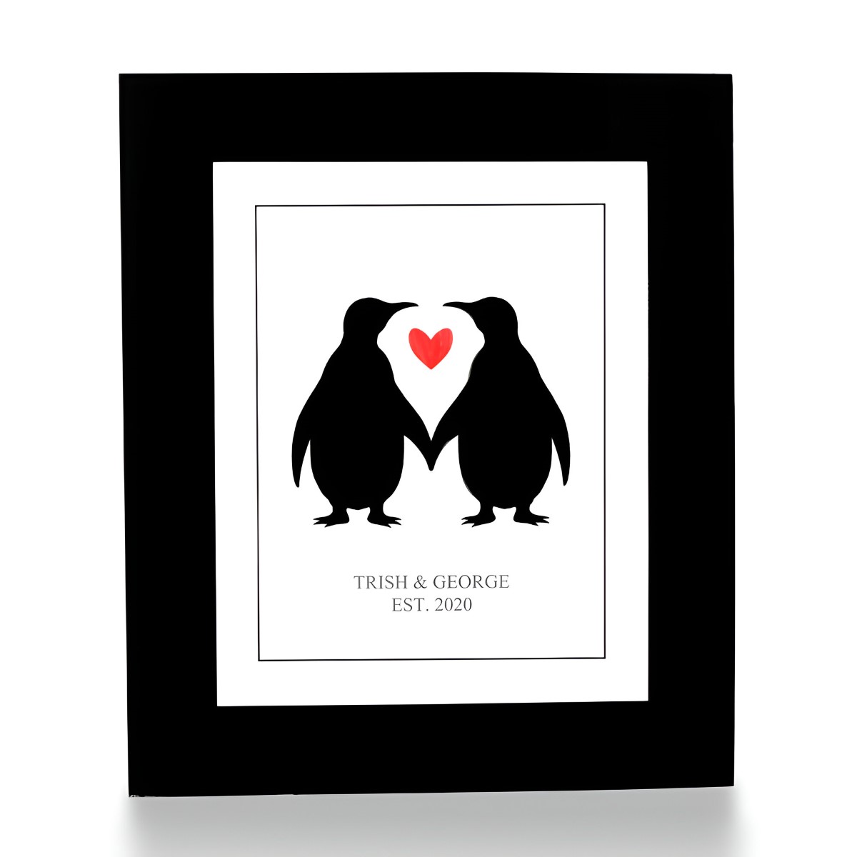 Personalised Print - Penguin Love Heart - Click Image to Close