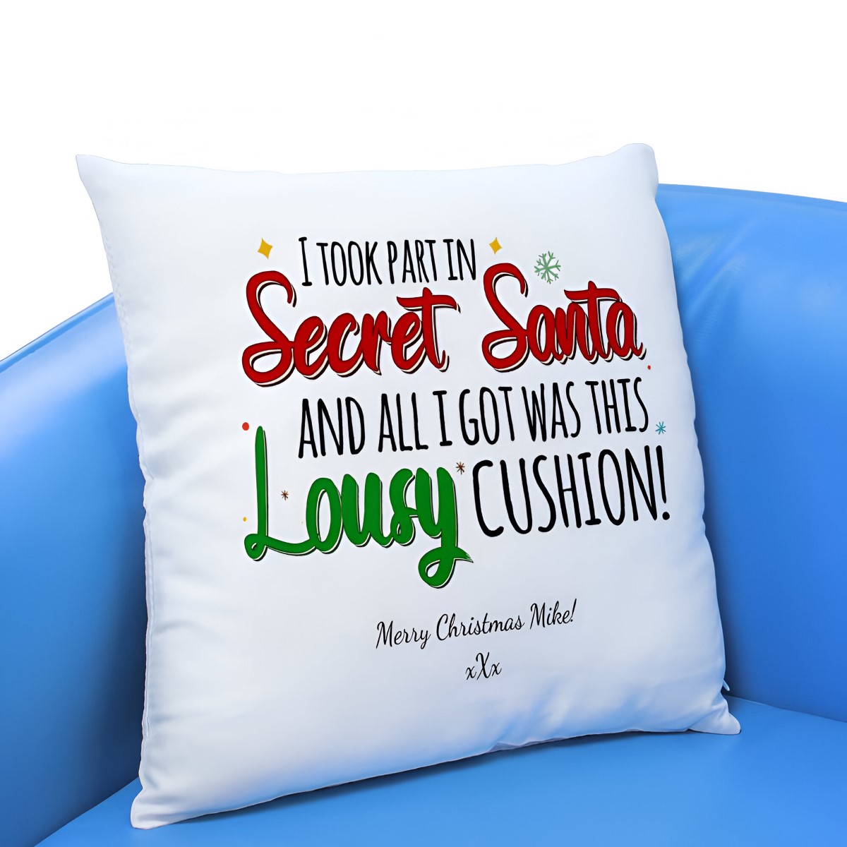 Personalised Secret Santa Lousy Cushion - Click Image to Close