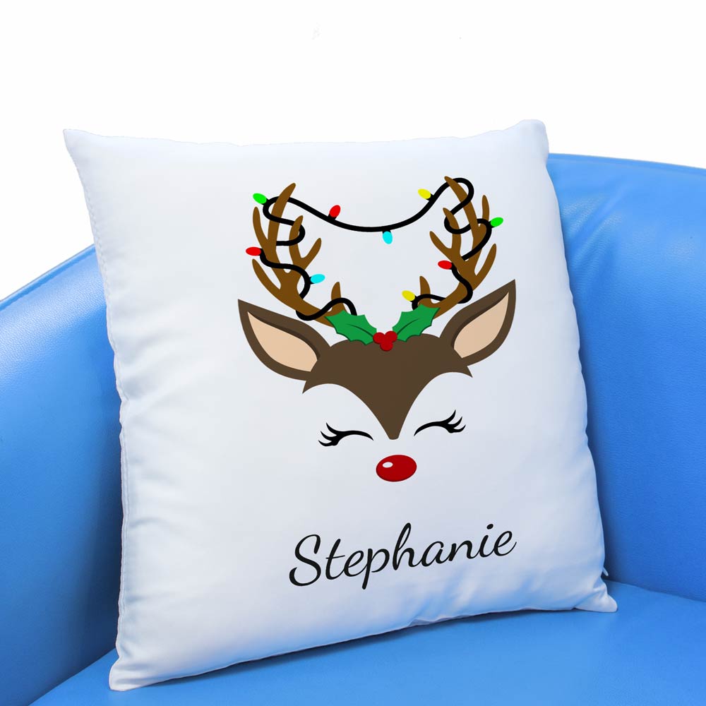 Personalised Cushion - Reindeer - Click Image to Close