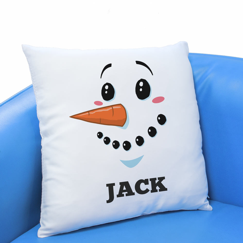 Personalised Cushion - Snowman - Click Image to Close