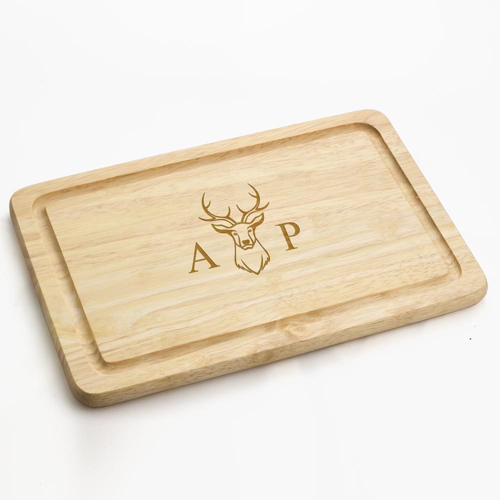 Personalised Chopping Board - Stag & Initial - Click Image to Close