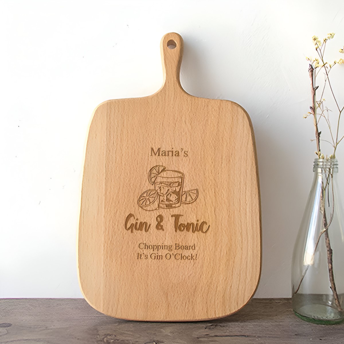 Gin And Tonic Chopping Board Personalised - Click Image to Close