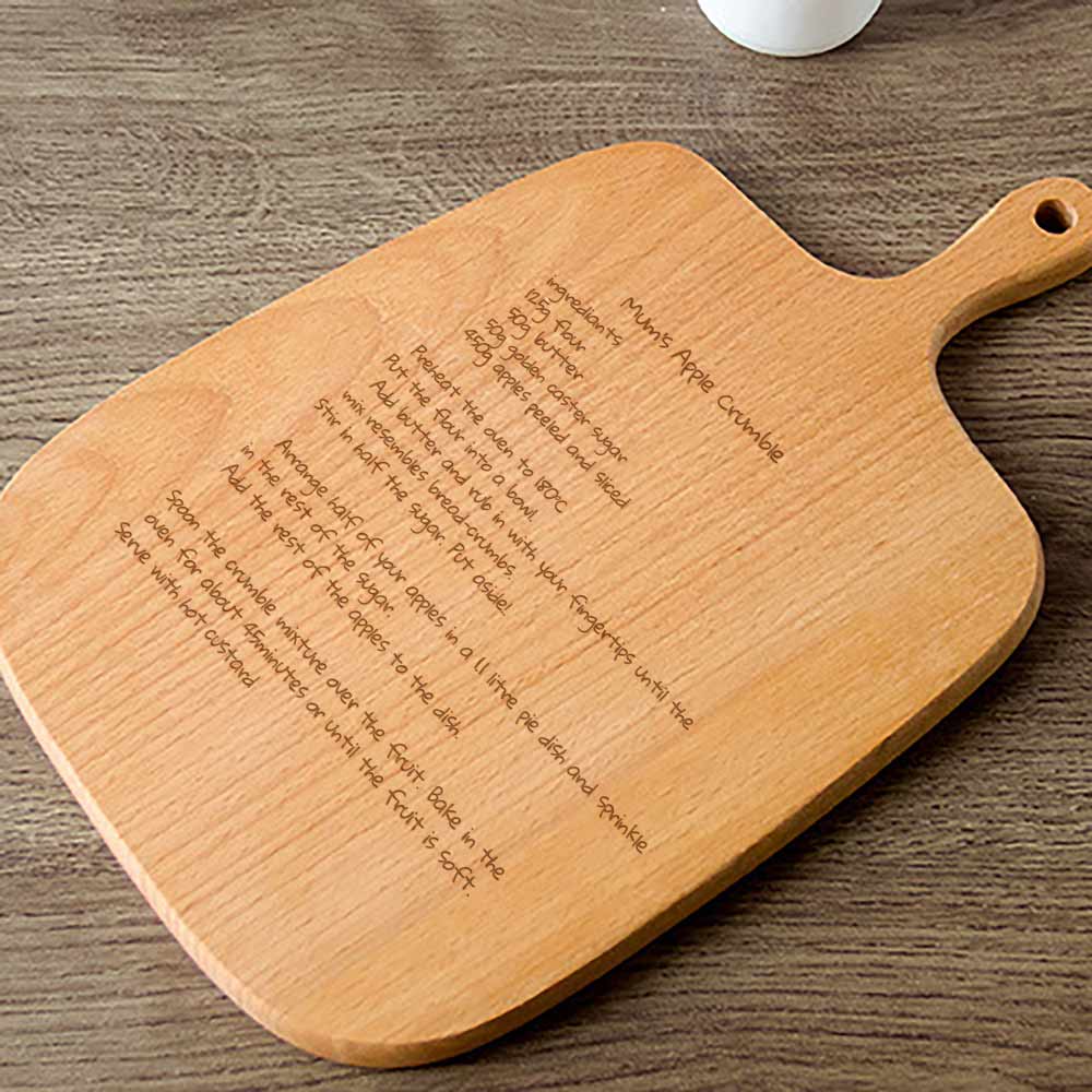Personalised Handled Chopping Board - Handwritten Recipe - Click Image to Close