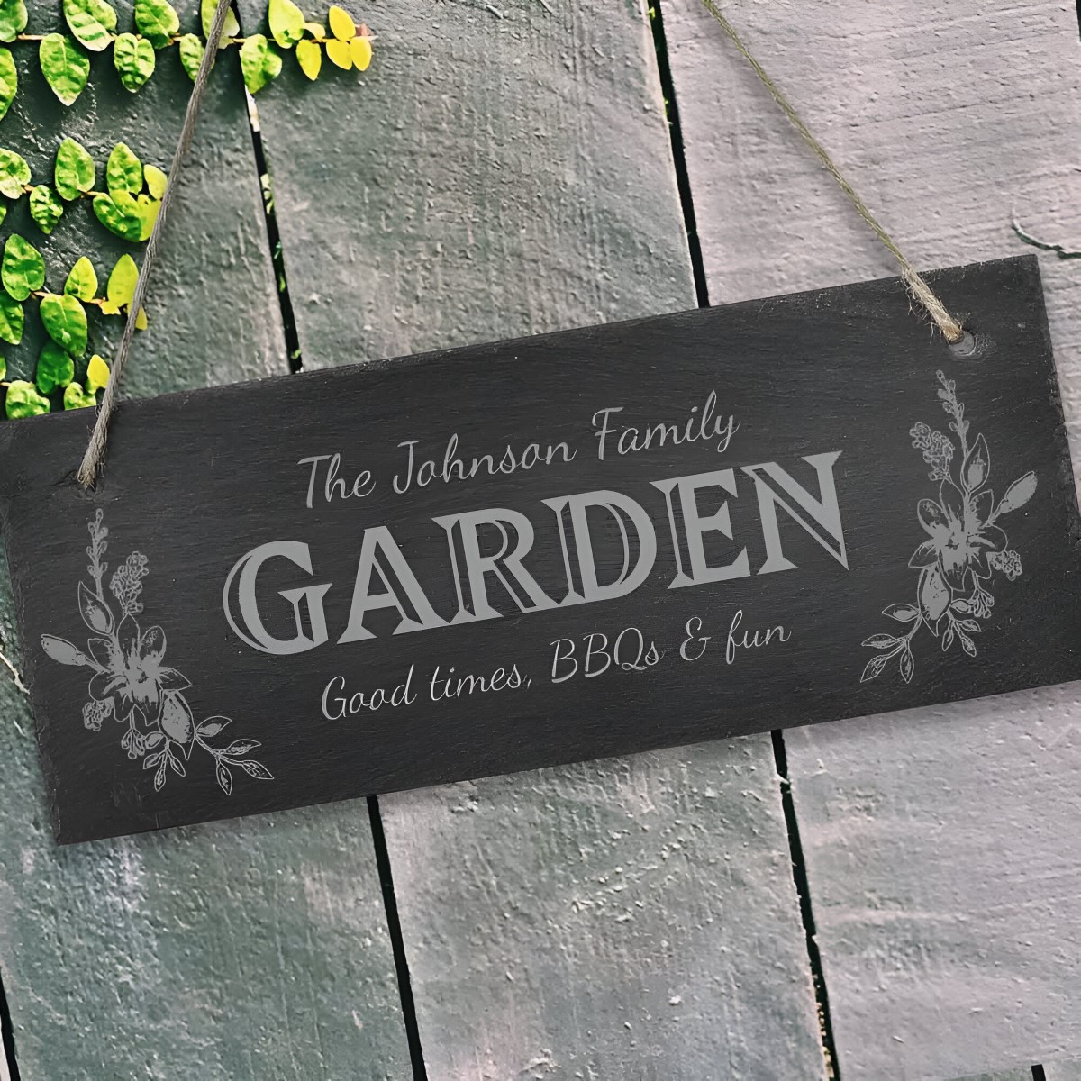 Personalised Garden Hanging Slate Sign 