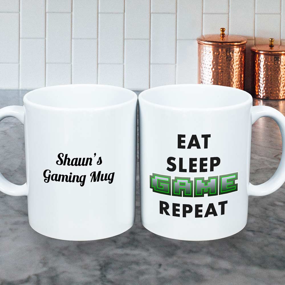 Personalised Mug - Eat Sleep Game Repeat - Click Image to Close