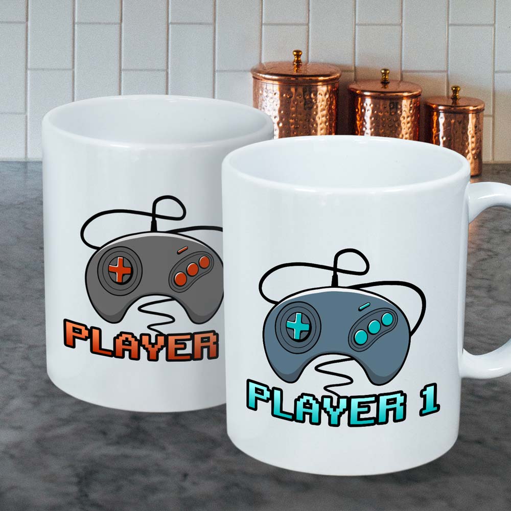 Personalised Player 1 & 2 Mug Set - Click Image to Close
